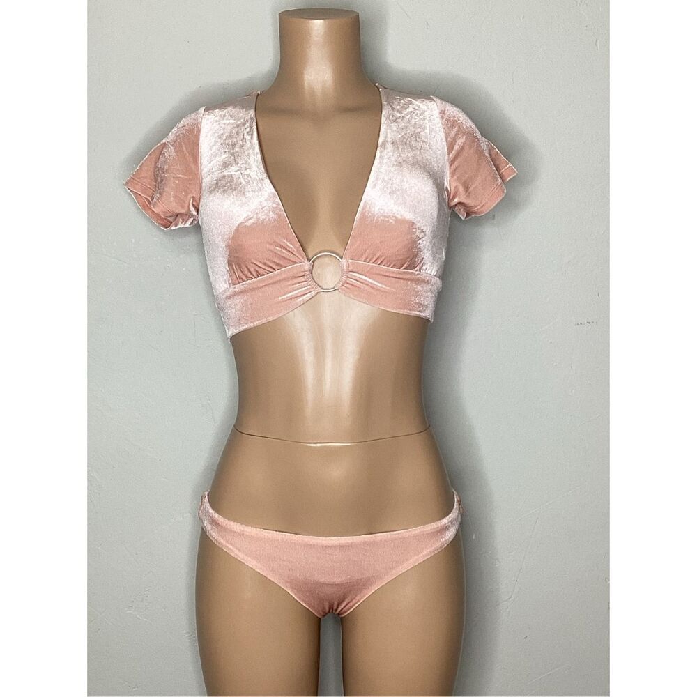 New. Robin Piccone blush stretchy velour bikini set. Small. Retails $189 - Picture 4 of 10